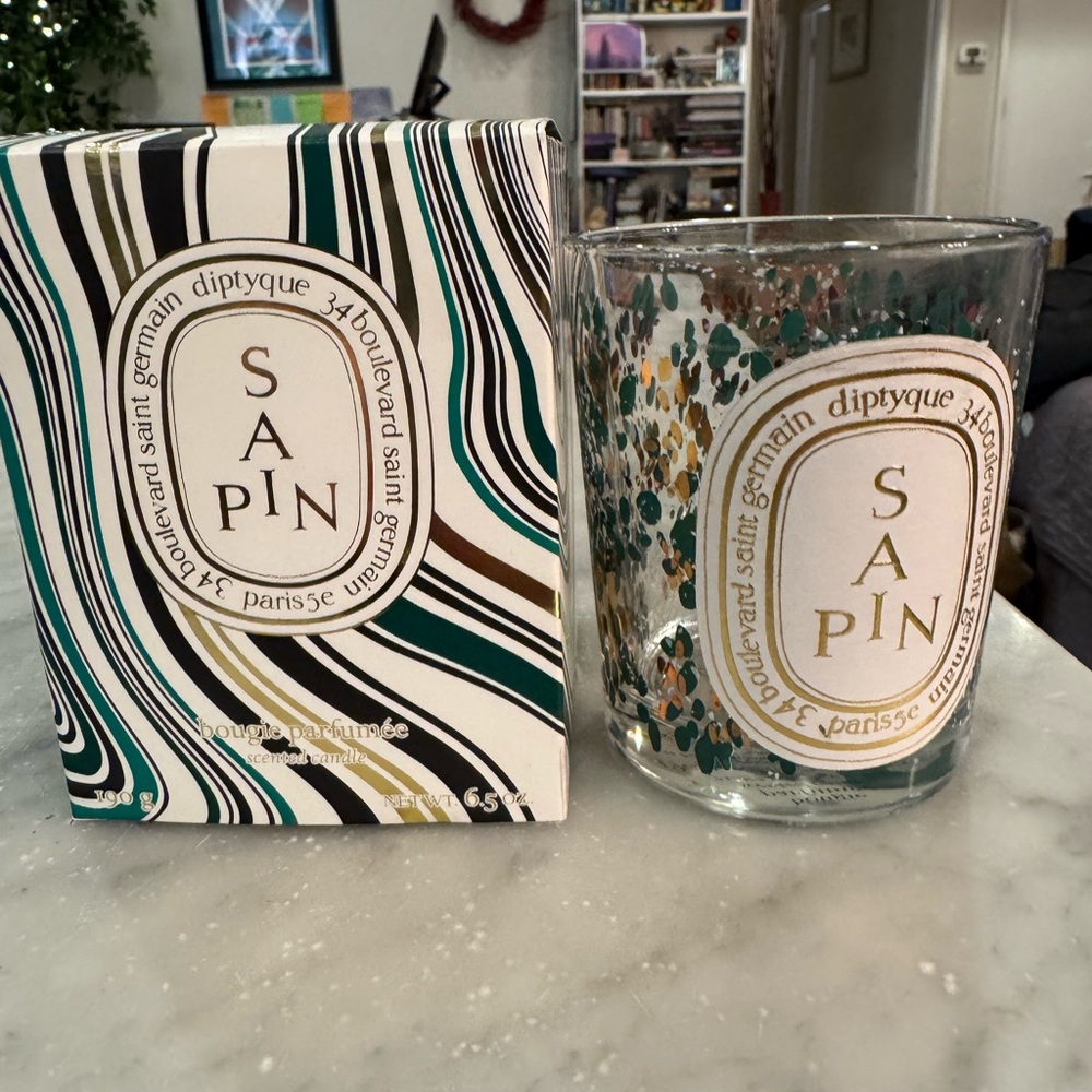 Diptyque Sapin empty glass and box
